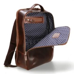 Leder Rucksack Leon - Braun / Dots -Taschen Geschaft 1051508 1120LEO016DOT6